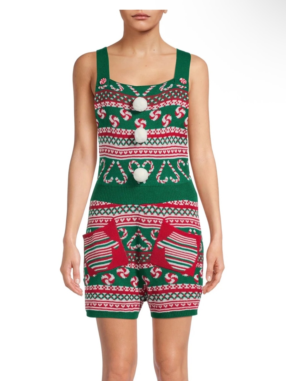 No Boundaries Junior's Knit Christmas Romper